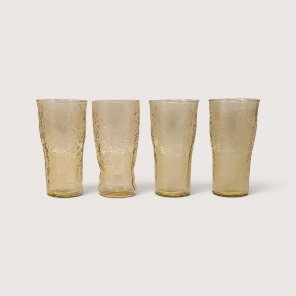 Vintage Federal Glass Madrid Amber Tumbler Set of 4